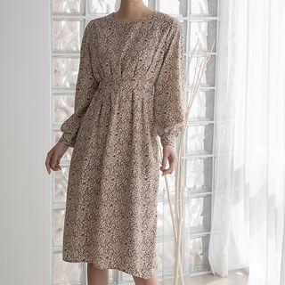 Pleated Tie-waist Midi Floral Dress