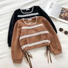 Color-block Panel Lace-trim Long-sleeve Sweatshirt