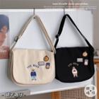 Bear Embroidered Messenger Bag / Bag Charm / Set