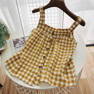 Gingham Button Cropped Camisole Top