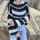 Striped Loose-fit Cutout Sweater
