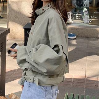 Flared-cuff Buttoned Jacket