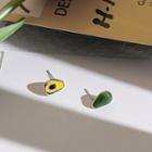 Alloy Avocado Earring Stud Earring - 1 Pair - Silver Stud - Avocado - Green & Yellow - One Size