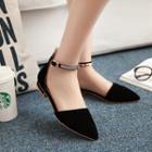 Faux Suede Ankle Strap Dorsay Flats