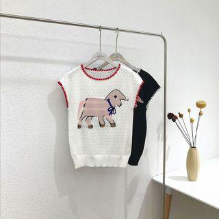 Sleeveless Elephant Jacquard Vest