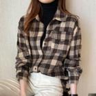 Long-sleeve Plaid Fleeced Shirt