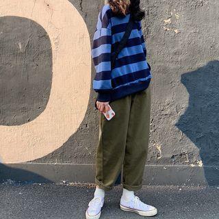 Striped Sweatshirt / Wide-leg Pants