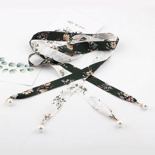 Printed Faux Pearl Tie Belt