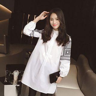 Embroidered Puff-sleeve Blouse