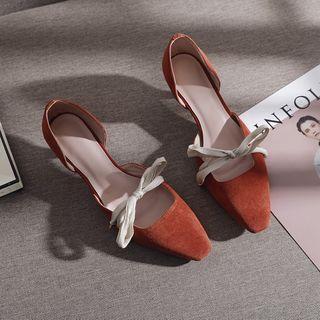 Bow Accent Kitten Heel Sandals