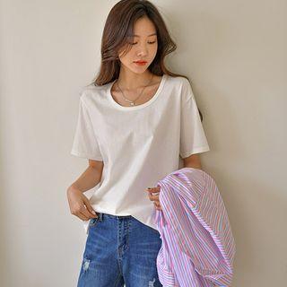Basic U-neck Cotton T-shirt