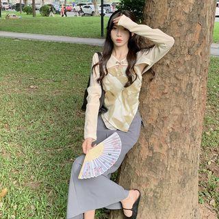 Dyed Camisole + Shawl + Midi Skirt