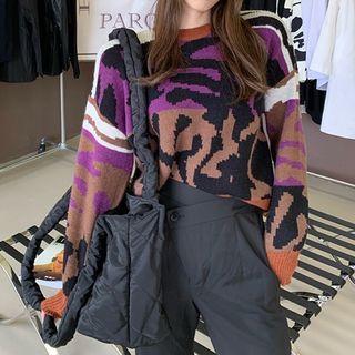 Patterned Color Panel Sweater