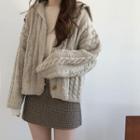 Toggle Hooded Cable-knit Cardigan