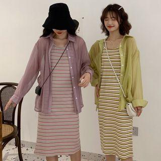 Strappy Dress Midi Dress / Plain Shirt