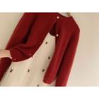 Plain Knit Jacket Red - One Size