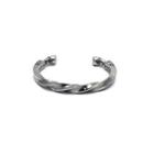 Twisted Stainless Steel Open Bangle Silver - 6.5cm