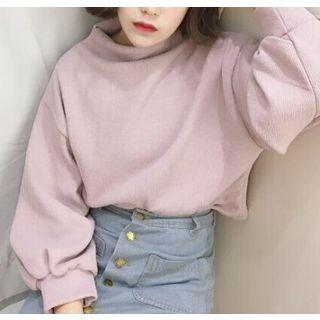 Balloon-sleeve Mock Neck Sweatshirt