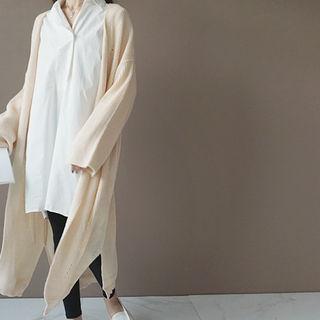 Open-front Maxi Pointelle-knit Cardigan