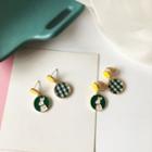 Rabbit Plaid Glaze Alloy Dangle Earring