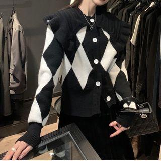Argyle Cardigan Cardigan - Black - One Size