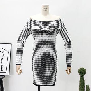 Boatneck Striped Dress Stripes - Black & White - One Size