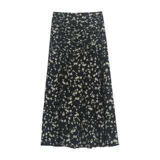 Floral Print Slit Chiffon Maxi Skirt