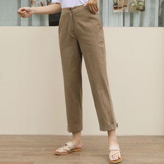 Band-waist Adjustable-hem Baggy Pants