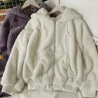Loose-fit Hooded Furry Jacket