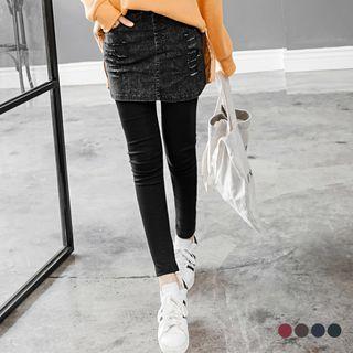 Inset Ripped Skirt Leggings