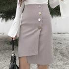 Plaid Asymmetrical Straight Fit Skirt