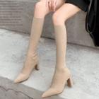 Chunky-heel Knitted Tall Boots