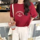 Lettering Short-sleeve T-shirt Red - One Size