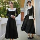 Ruffled Bell-sleeve Maxi A-line Dress