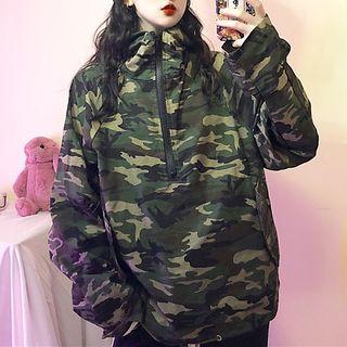 Turtleneck Camo Print Sweatshirt