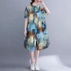 Short-sleeve Geometric Print Shirtdress