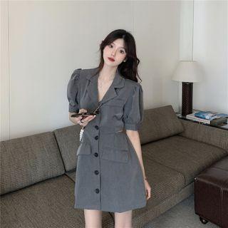 Open Back Plain Short-sleeve Skinny Dress