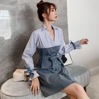 Double-breasted Paneled Mini A-line Coat Dress