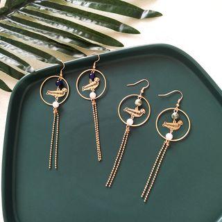 Alloy Bird Hoop Fringed Earring