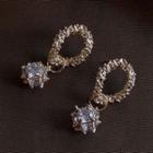 Rhinestone Alloy Dangle Earring A888 - 1 Pair - Gold & White - One Size
