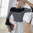3/4-sleeve Striped Pullover
