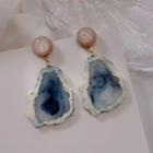 Wave Print Drop Earring 1 Pair - Dark Blue & White - One Size