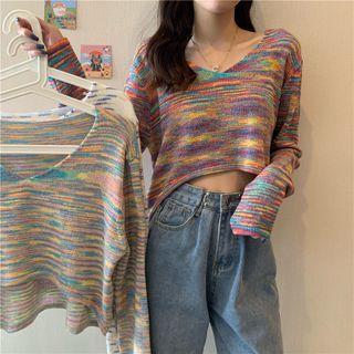 Long-sleeve Multicolored Knit Top