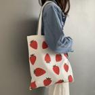 Patterned Canvas Tote Bag Strawberry - White - One Size