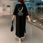 3/4sleeve Smiley Face T-shirt Dress