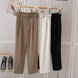 Set: Straight Leg Cropped Pants + Belt