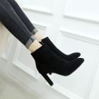 Faux Suede High Heel Ankle Boots