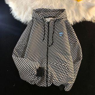 Couple Matching Waffle Pattern Zip-up Hoodie