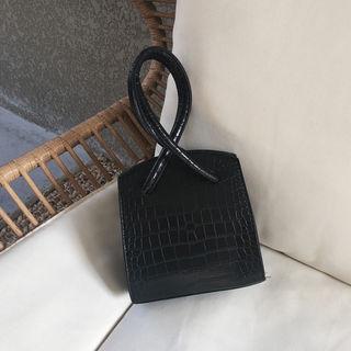Cross-handle Croc-grain Tote Bag