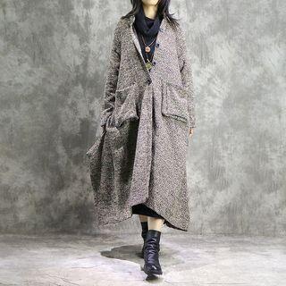 Buttoned Knit Long Coat